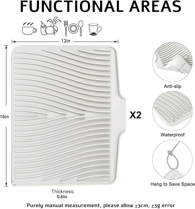 TIKNIK Silicone Dish Drying Mat, Stone Drying Mat - Image 2