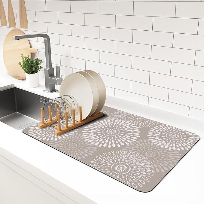 LuxStep Dish Drying Mat Super Absorbent Kitchen Counter Mat Rubber Backing by LuxStep