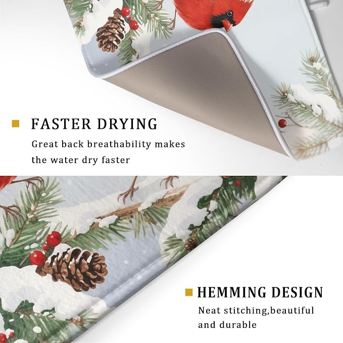 Winter Cardinal Bird Dish Drying Mat - Image 3