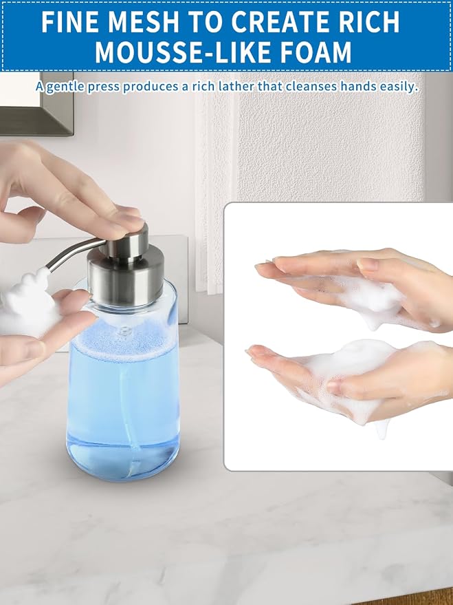 Foaming Hand Soap Dispenser Set, 16 oz Large Glass Soap Dispenser, Foam - Image 5