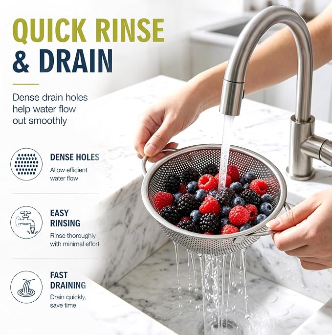Palksky Small Colander Set of 2, 800 mL / 0.85 Qt Stainless Steel Mini Colanders - Image 5