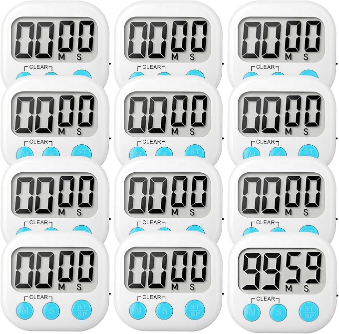 12 Pack Digital Kitchen Timer Small Classroom Timers by VOULOIR