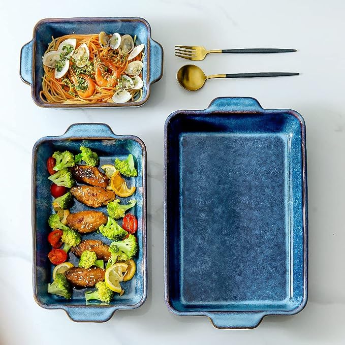 KOOV Bakeware Set, Ceramic Baking Dish, Rectangular Casserole Dish, Lasagna Pan - Image 4
