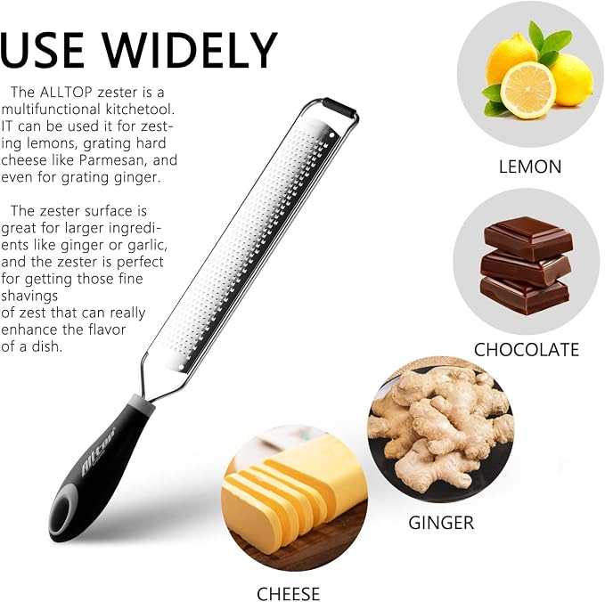 ALLTOP Lemon Zester, Hand-held Stainless Steel Food Grater, Pro Kitchen Tool - Image 8