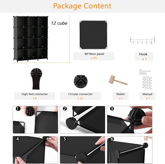 AWTATOS Cube Storage Organizer Closet Storage Shelves DIY Stackable Plastic - Image 9
