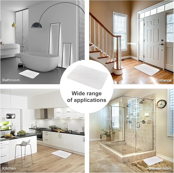 JUERLEN 2 Pack Diatomaceous Earth Shower Mat, Stone Bath Mat, Nonslip Super - Image 6