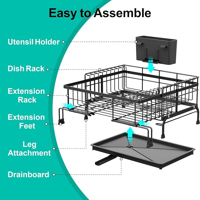 Swedecor Extendable Dish Drying Rack - Image 9