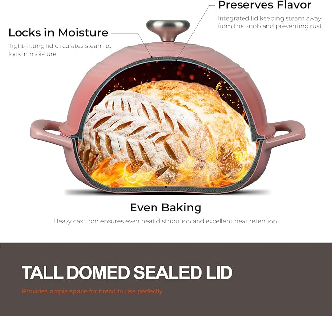 Overmont Enameled Cast Iron Bread Oven - 6QT Bread Dutch Oven - Image 4