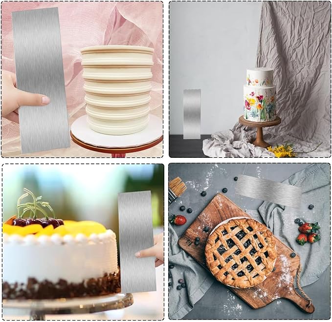 8.7 Inche Stainless Steel Cake Scraper，Double Sided Patterned Edge Stripe Edge - Image 4