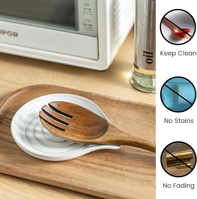 LAUCHUH Spoon Rest, Large Ceramic Spoon Holder - Image 4