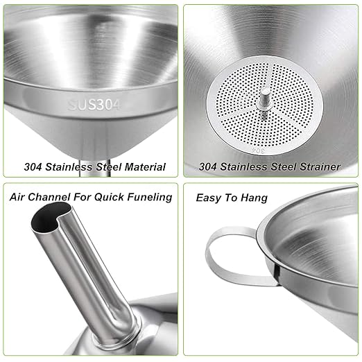 Stainless Steel Kitchen Funnel, 4.3-Inch Food Grade Metal Funnel - Image 4