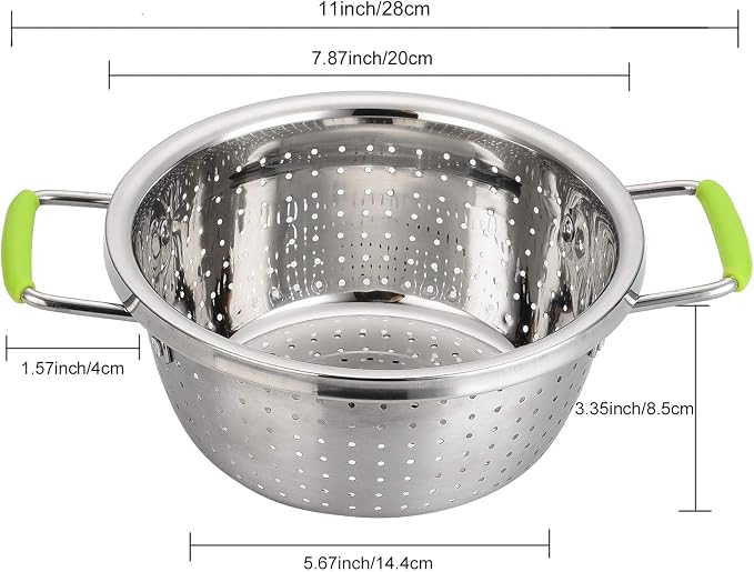 Stainless Steel Deep Colander Micro-perforated 2.5 Quart Metal Food Strainer - Image 2
