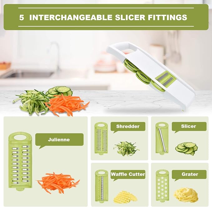 NACOLUS 5 in 1 Mandoline Slicer Vegetable Slicer Mandolin Multi Blade Potato - Image 2