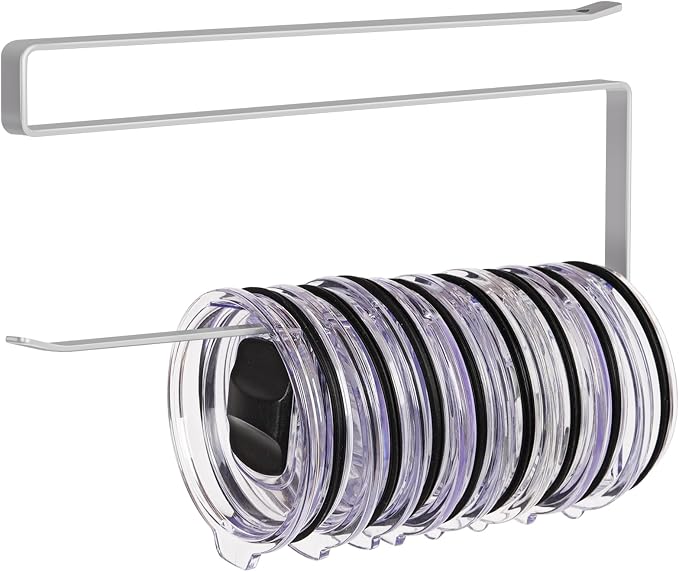 Tumbler Lid Organizer, Horizontal Tumbler Lid Storage Hook Up to 10 Lids by JOLENSOY