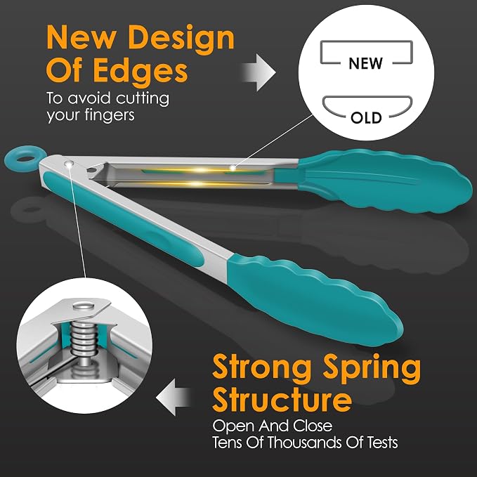 HOTEC Premium Stainless Steel Locking Kitchen Tongs - Image 6