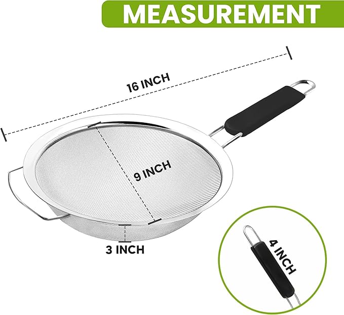 9" Large Extra Fine Mesh Strainer - Image 6