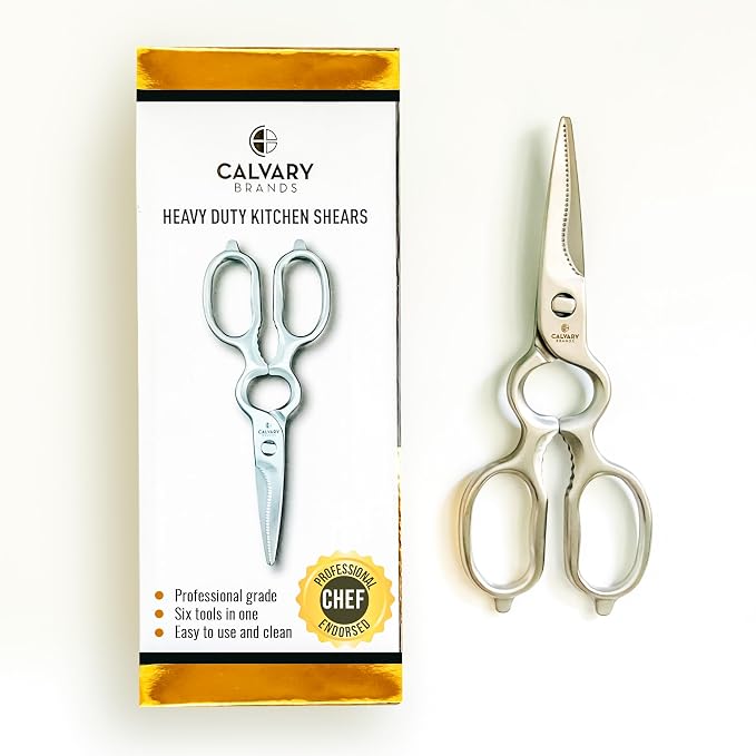 Kitchen Scissors for Food | Professional Chef Endorsed | Kitchen Shears Heavy by CalvaryBrands
