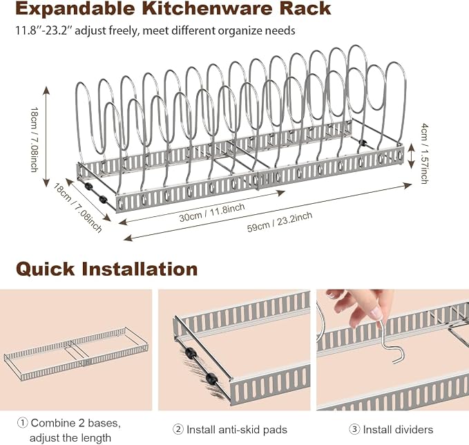 Housolution 2 Pack Pot and Pan Organizer, Pan Lid Holder Storage Rack - Image 5