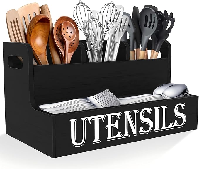 Suli Kitchen Utensils Holder, Wooden Utensil Organizer by Suli