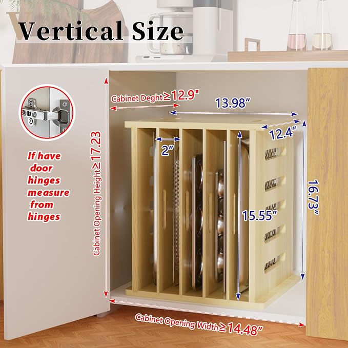 6 Tier Wooden Tray Dividers for Cabinets, Baking Cookie Sheet Organizer - Image 3