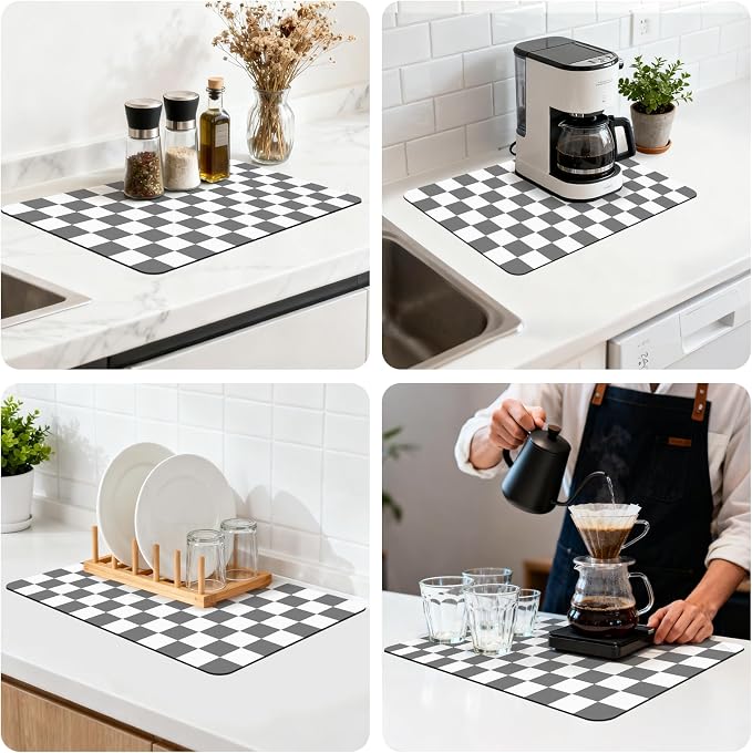 16" x 24" Checkered Dish Drying Mat - Image 8