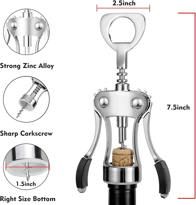 Wine Opener with Stopper, Cutter - Image 2