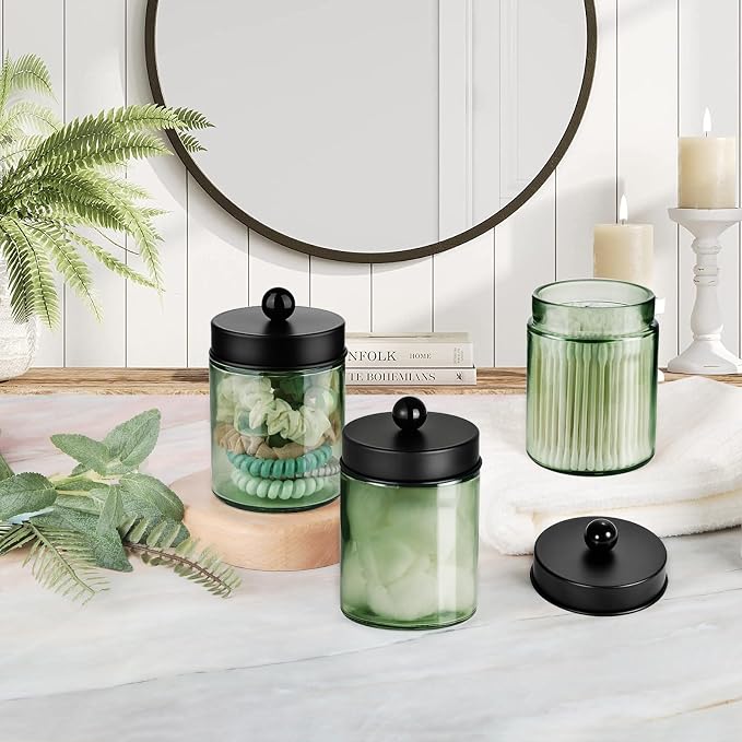 3 Pack Apothecary Jar Canisters Bathroom Vanity Organizer - Image 6