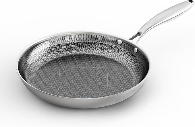COOKER KING 8-Inch Stainless Steel Pan, Hybrid Nonstick Frying Pan, 3-Ply Clad by cookerking