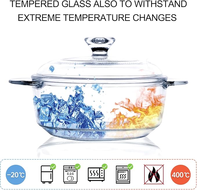 Clear Round Glass Casserole - Image 7