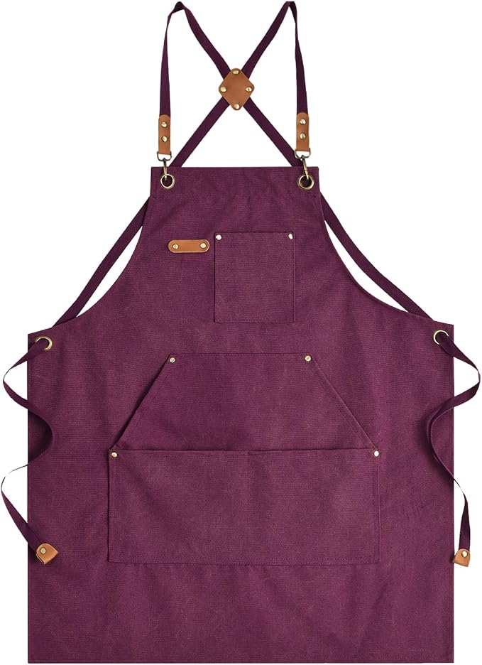 Aoomzoon Canvas Aprons for Men Chef Apron, Work Apron - 16oz Heavy Duty Cross by Aoomzoon