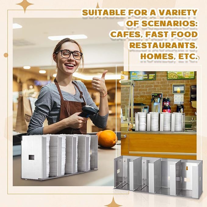 Hicarer 4 Compartments Stainless Steel Cup Dispenser - Image 5