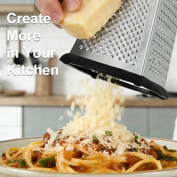 Ourokhome Cheese Grater with Handle, Stainless Steel Box Grater, 4 Side Kitchen - Image 7