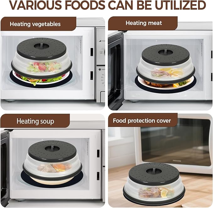 12 Inchs Microwave Splatter Cover & Silicone Mat, Large Vented Collapsible - Image 4