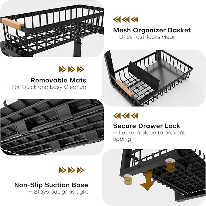 Under Sink Organizer, Heavy-Duty & Rust-Resistant Carbon Steel Metal, 2 Tier - Image 7