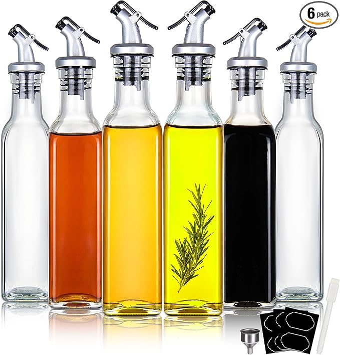 YEBODA 8oz Clear Glass Olive Oil Dispenser Bottles, and Vinegar Cruet Bottle by YEBODA