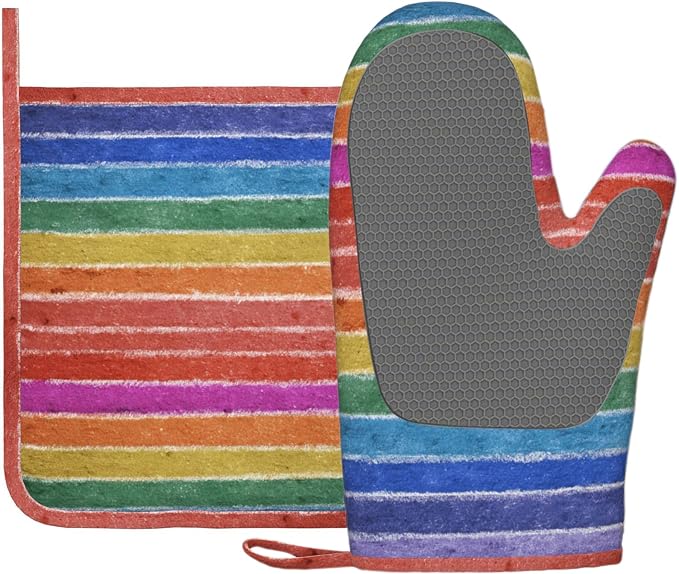 Colorful Graffiti Oven Mitts and Pot Holders Sets Rainbow Silicone Heat by Unknown