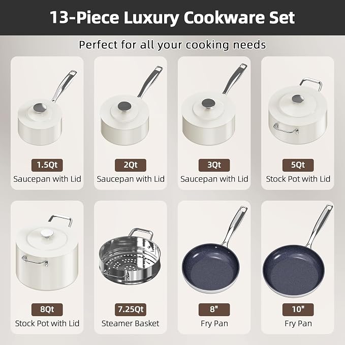 Nuwave Lux 13pc Forged Lightweight Cookware Set PFAS Free, Healthy G10 Duralon - Image 8