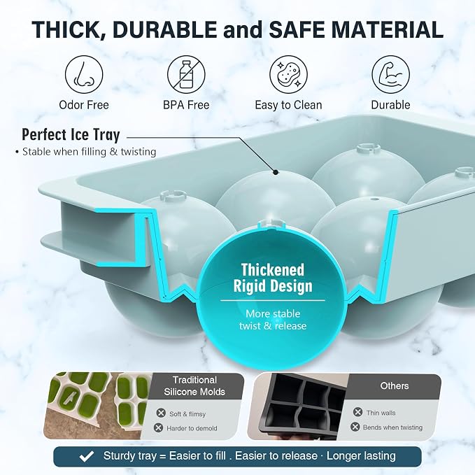 WIBIMEN Large Ice Cube Molds, Big Round Whiskey Ice Cube Trays - Image 6
