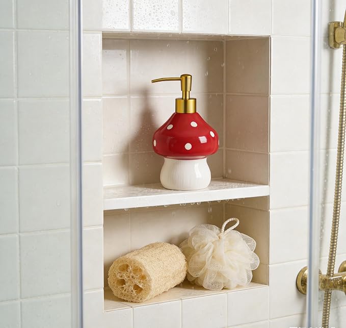 RQYIXI 17 Oz Mushroom Ceramic Soap Dispenser - Image 6