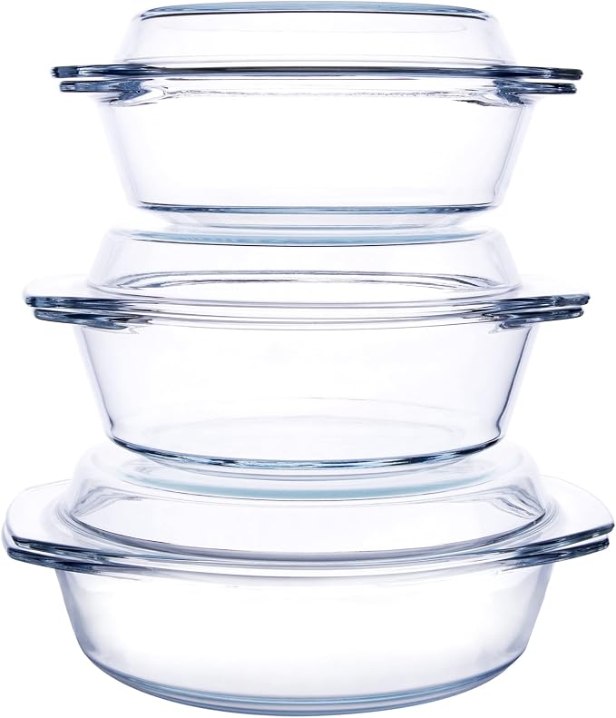 Set of 6 Pieces Round Tempered Glass Casserole Dish by HUSANMP