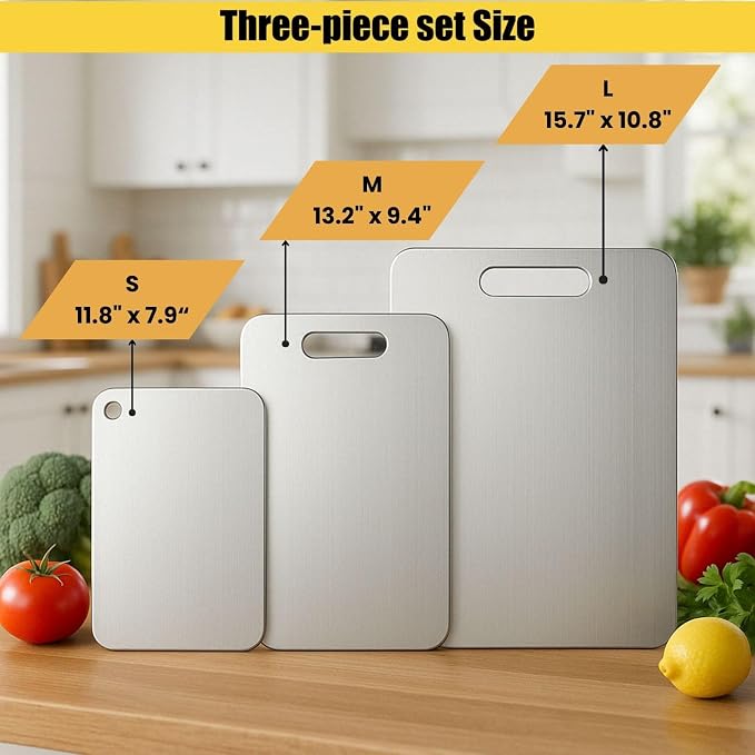 Titanium Cutting Board Set of 3, 100% Pure Titanium Chopping Board - Image 7