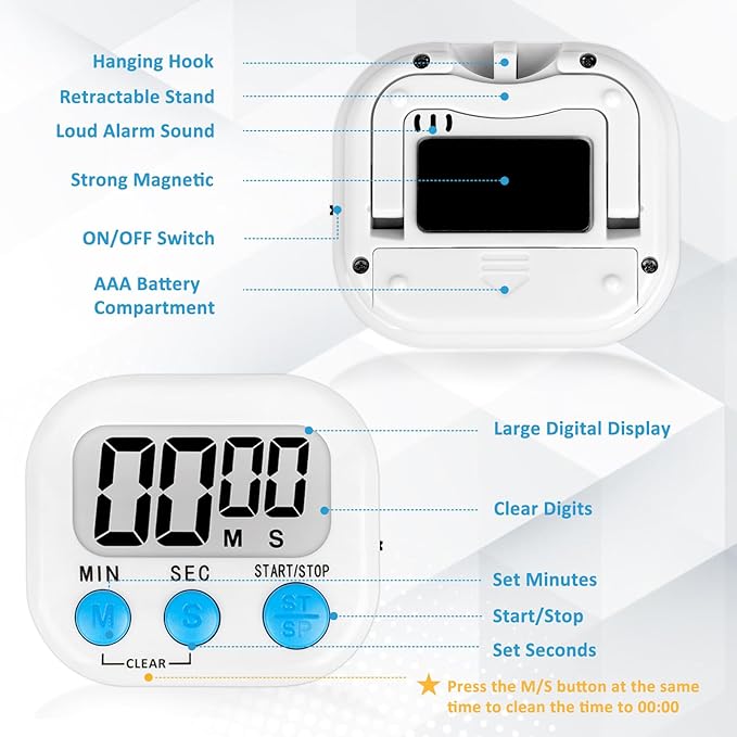 ZILLEEN 12 Pack Kitchen Timers for Cooking Digital Classroom Timers for Kids - Image 6