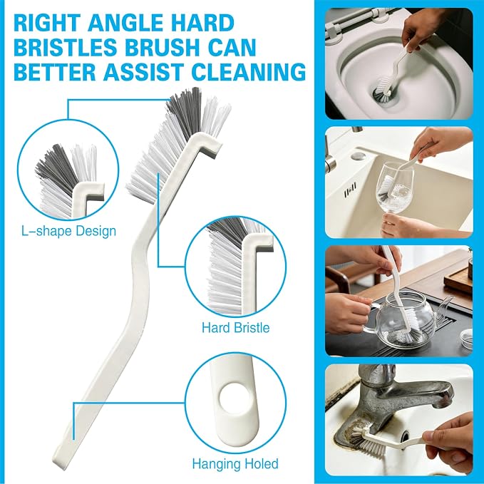 Crevice Cleaning Brush Set, Hard Bristle Small Scrub Brushes, Deep Cleaning - Image 4
