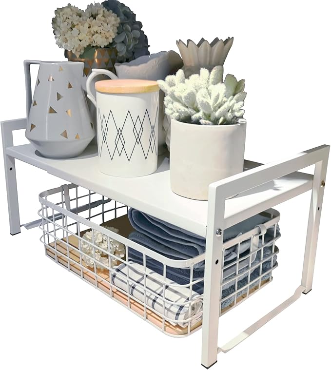Expandable Cabinet Shelf Organizer 16-26" L Stackable Kitchen Counter Shelf by Urhomeyplus
