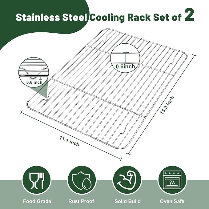TeamFar Cooling Rack, 15.3” x 11.1” Stainless Steel Wire Baking Rack - Image 2