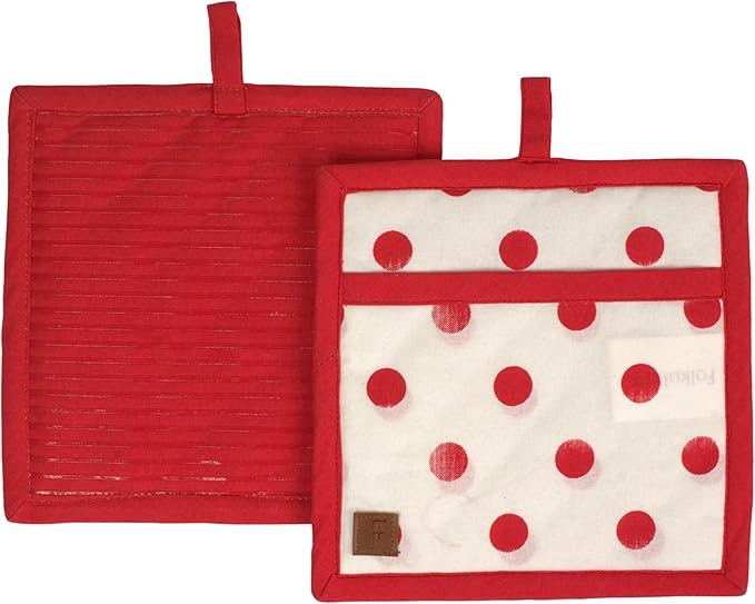 Folkulture Pot Holders for Kitchen | Pack of 2 Ribbed Soft Silicone Hot Pads | by FOLKULTURE