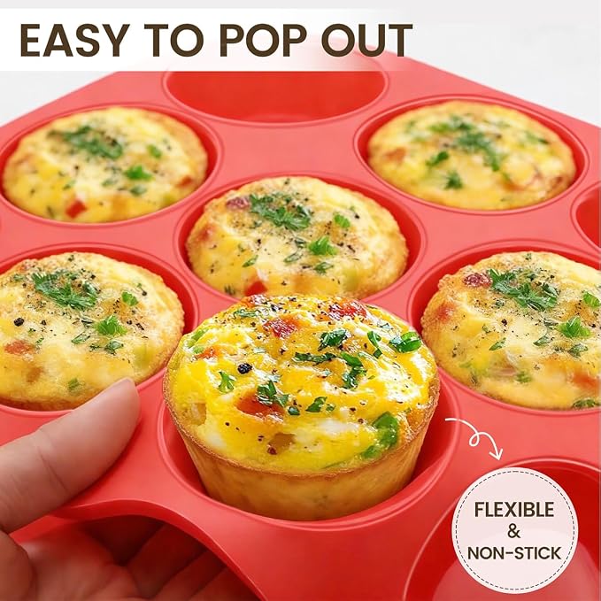 CAKETIME Silicone Muffin Pan 3 Pack Regular 12 Cup Muffin Tin - Image 5