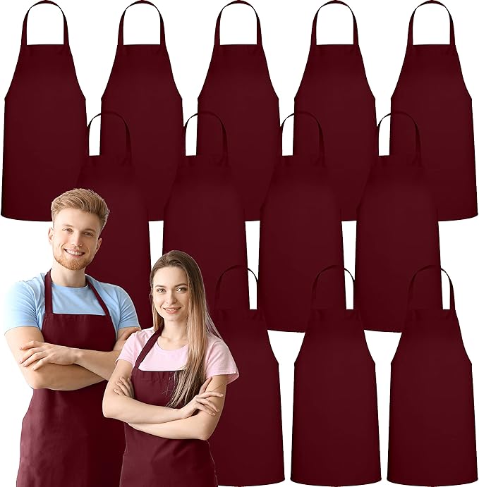 GREEN LIFESTYLE 12 Pack Professional Chef Apron – Grilling Aprons by GreenLifeStyle