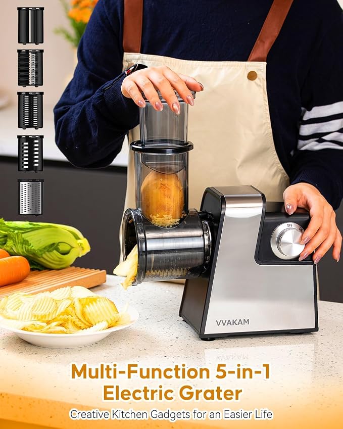 Electric Cheese Grater, 5-In-1 Electric Grater, 300W Salad Maker, Electric - Image 2
