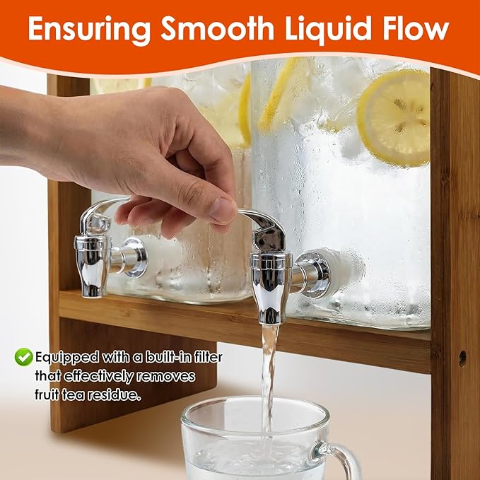 2 PCS 1.2 Gallon Drink Dispenser, Glass Beverage Dispenser - Image 5